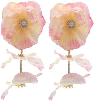 Oorbellen Bloemen – Kunststof – 9.5x5cm – Roze