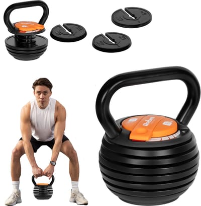 Rebel Active Serie - Verstelbare Gietijzeren Kettlebell - 9 kg - Ergonomische Handgreep