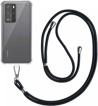 Smartphonica Telefoonhoesje Geschikt voor Huawei P40 Pro Transparant Schokbestendig met Afneembaar Universeel Telefoonkoord - Backcover Case Siliconen ShockProof with Lanyard