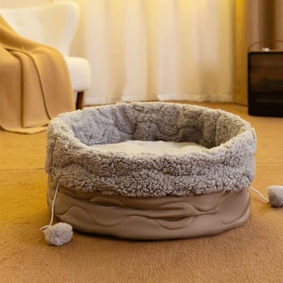 Nouveau Nid pour Chat et Chien Rond Matelassé Automne Hiver Chaud Nid pour Animal de Compagnie Lit pour Chien Quatre Saisons Tapis pour Chien Type Fermé M