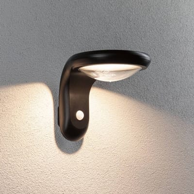 Solar LED-wandarmatuur voor buiten Diskola Schemergestuurde bewegingsmelder (IR) IP44 180x234 mm 3000K 3,5W 400lm 3,7V Antraciet Kunststof