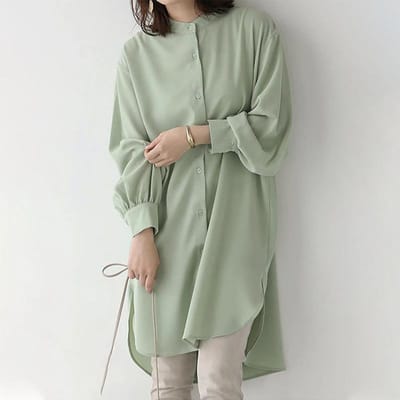 Dames Longsleeve Dames Losse Midi Shirtjurk M gray
