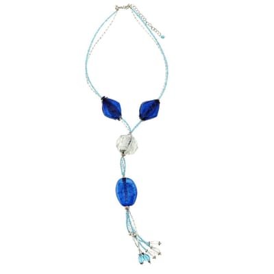 Behave - Ketting Dames Speels Design - Blauw Glas - Zomerse Look