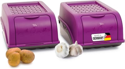 Aardappelbewaardoos | 2x klein 3,5L | PAARS | Uiendoos | Groentebox stapelbare aardappelbox uienopslag aardappelmand fruitcontainer aardappelbox voedselopslagcontainer