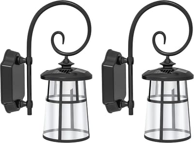 Set van 2 buitenwandlampen op zonne-energie met LED-verlichting - Warm wit 6000K voor tuin en terras