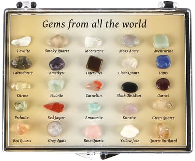 BRENZOOS- Kristallen Set 25 Stuks - Natuurlijke Edelstenen - Ruwe Stenen - Kristalgrind - Positieve Energie - Meditatie en Reiki