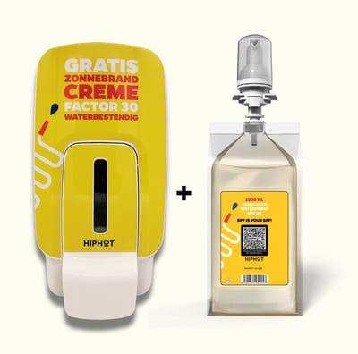 HIPHOT zonnebrandcrème dispenser Nederlandse tekst + 1 liter zonnebrandcrème factor 30