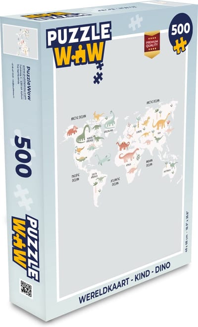 Puzzel Wereldkaart - Kind - Dino - Legpuzzel - Puzzel 500 stukjes
