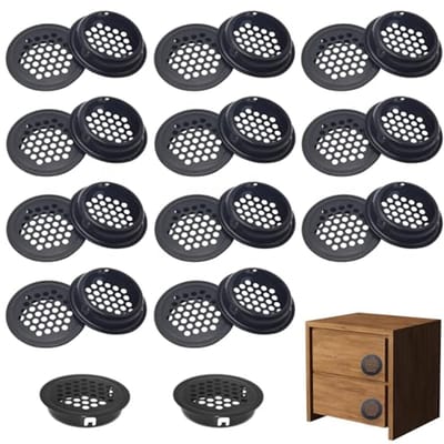 Rond Ventilatierooster 35 mm - 24 Stuks Zwart Roestvrij Staal voor Keuken en Badkamer
