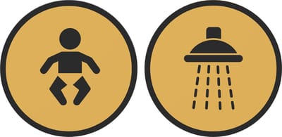 12,5 cm Rond 2 bordjes Baby-Douche Goud - Zwart | PLA toilet bordjes | 125 mm rond 3 mm dik | Goud Zwart | Bio plastic