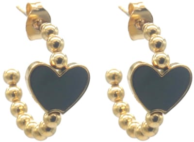 Oorbellen - RVS - hart - zwart - goudkleurig - 2cm - dames - sieraden - stijlvol - cadeau – valentijn – cadeau