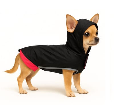 Jack and Vanilla Hondenregenjas - Lengte 25 cm - Regenjas chihuahua - Reflecterend - Zwart