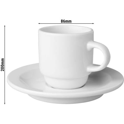GGM Gastro (24 Stück) BUDGETLINE - Kaffeetassen + Untertassen Mammoet - 140ml - Weiß Wit
