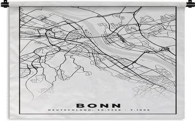 Wandkleed - Wanddoek - Bonn - Plattegrond - Kaart - Stadskaart - 180x120 cm - Wandtapijt