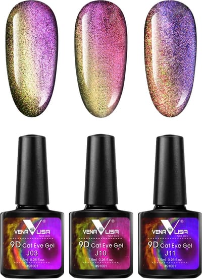 Venalisa UV Cat Eye Gellak Set - 22.5 ml (3x 7.5 ml) - Glitter Gellak - Cat Eye Gellak - Gellak Cat Eye - Gellak Kleuren - Venalisa Gellak - Gellak Nagellak