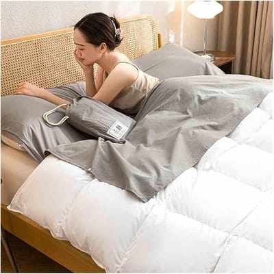 Slaapzakvoering Katoen - Reislaken Dekbed - Comfortabel Reizen - Ultralicht & Compact - 120x210cm - Lichtgrijs