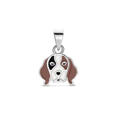 Zilveren gerhodineerde hanger hond 14 mm - 1341901