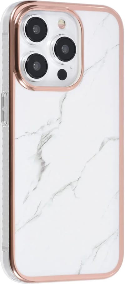 Multimedia & Accessoires Siliconen Marmer Harde Back Cover Case Hoesje geschikt voor Apple iPhone 15 Pro Max – TPU – Harde Plastic – Wit