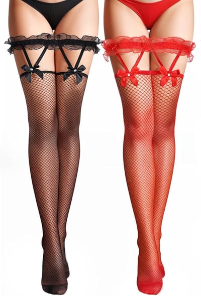 2 Paar Strapless Hot Spots met Kant, Sexy Visnet Kousen voor Vrouwen, Cosplay en Feestoutfits