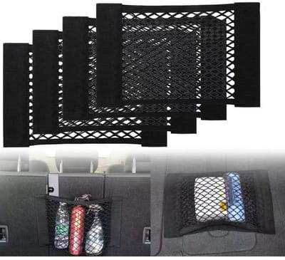 GELLDG Kofferbaknet - 4 stuks - 40 x 25 cm - Universeel kofferbaknet - Beschermend net - Bagagenet - Elastische kofferbakorganizer met klittenband - Geschikt voor kofferbakken van sedans/SUV's