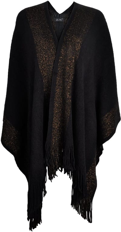 JHUBERS- Poncho Winter - Warm Vest - Multifunctioneel - Korte Mouwen - Franjes - Acryl Materiaal - Cape