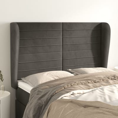 vidaXL - Hoofdbord - met - randen - 147x23x118/128 - cm - fluweel - donkergrijs