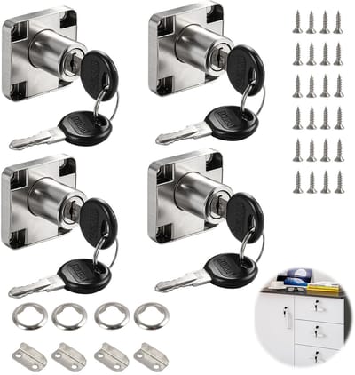 Dailygoods- Meubelslot 22 mm - Set van 4 - Sleutel - Kastsysteem - Corrosiebestendig - Duurzaam - Geschikt voor meubels - Kastslot