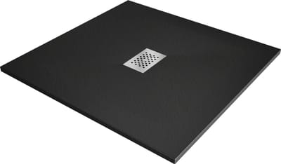 Mexen Hugo vierkante douchebak SMC 100 x 100 , zwart, inox afdekking - 42701010-X