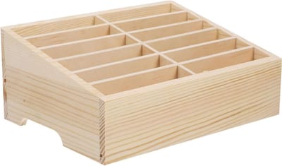 12 Sluven Organisatiebox voor Mobiele Telefoons van Hout - Multi-Grid Opslag voor Kantoor en School