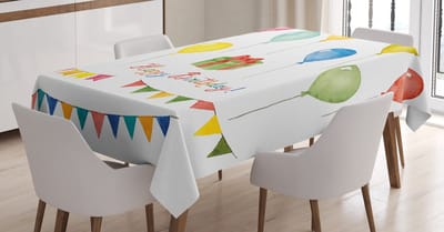 ABAKUHAUS Festival Tafelkleed, Aquarel Verjaardag, Easy Care Wasbare Vlekkenafweermiddel en met heldere kleuren Hoogwaardige print, 140 x 240 cm, Meerkleurig