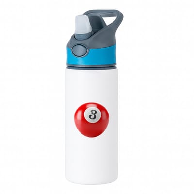 Hacebo® - Biljarten waterfles met rietje blauw - Biljart - Biljarters - Snooker - poolen - nummer 3 - biljartbal - water fles - 650ML