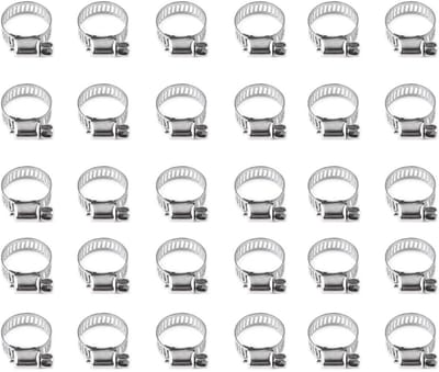 Aanpasbare Slangklemmen Set van 304 Stukken 13-19 mm voor Gas- en Waterleidingen, Eindeloze Schroefklemmen en Huishoudelijke Bevestigingen, Verpakking van 30 Stuks