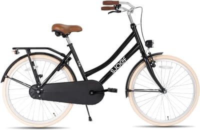 Meisjesfiets - Stadsfiets Kinder - Dagelijks Gebruik - Verstelbaar Zadel Stuur - 24 inch - Mat Zwart