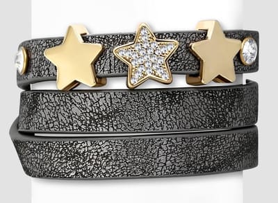Montebello Armband Cosa Grey - PU Leer - Messing - Ster - 15mm - 19cm