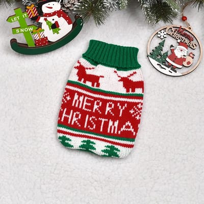 OLOEY 1 stuk hondenkersttrui- warme wintertrui voor kleine- middelgrote en grote honden- geschikt voor Golden Retrievers- Rottweilers- Corgi's en katten (rood-groen- maat 10)