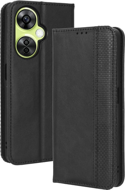 Coverup Hoesje - Geschikt voor OnePlus Nord CE 3 Lite 5G Hoesje - Coverup Vintage Style Book Case - Zwart