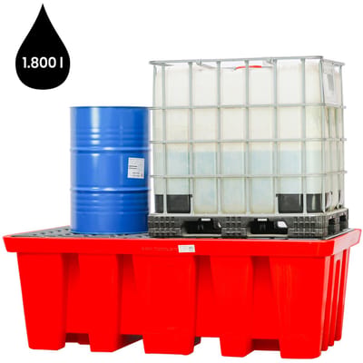 Kunststof opvangbak 2340x1300x750mm - incl. rooster - cap. 2200 lt MW Tools OPB2IBC