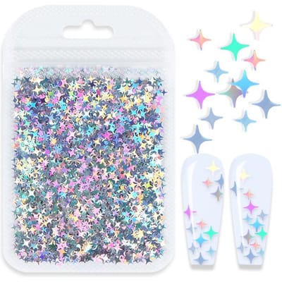 Holografische Vierpuntige Ster Nagelsequinettes Laservlokken DIY Manicure Ontwerp Nagellak Decoraties Accessoires