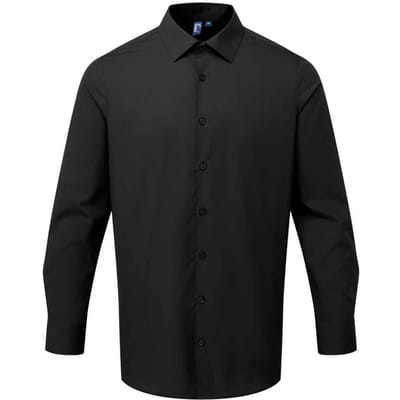 Premier Recyclight poplin overhemd met lange mouwen voor heren (Zwart)