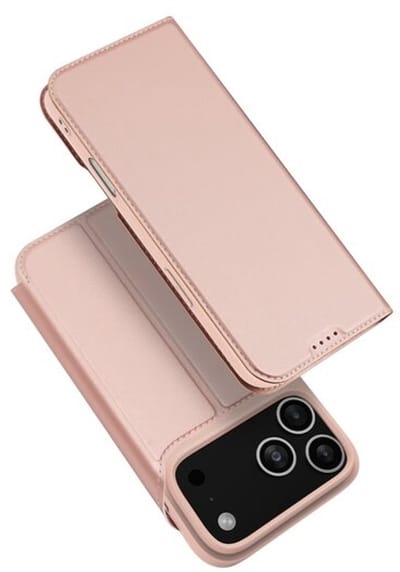 DUX DUCIS iPhone 17 Pro Hoesje – Skin Pro Series PU Lederen Cover met Kaarthouder – Roze