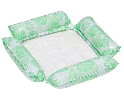 Luchtbed-luchtmatras-luchtbed zwembad-Opblaasbare Waterligstoel met Hoofdsteun-Luxe Zwembadstoel voor Volwassenen - 120x115cm - 4-in-1 Floating Lounge Chair - Tot 115kg - Groen- Comfortabele Pool Float voor Vakantie en Strand