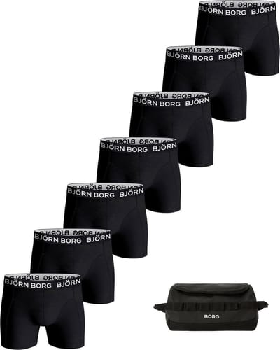 Bjorn Borg 7-pack heren boxershort - Wash Bag - HR10004076 - Zwart