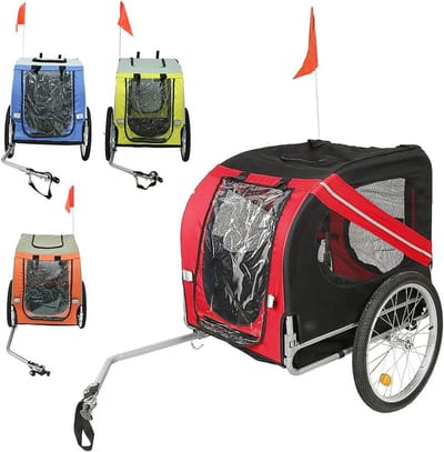 Hondenfietskar - Dierenkar Aanhanger - Veilig Vervoer - Opvouwbaar Ontwerp - Max 40 kg - Rood Zwart