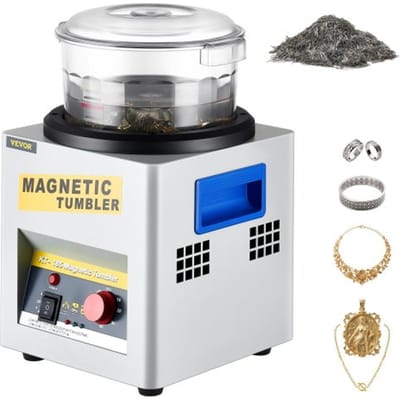 VEVOR Mini KT-185 Magnetische Tumbler 180 mm, Sieradenpolijst- en afwerkingsmachine met goede timingfunctie, Hoge verwerkingssnelheid voor lichte metalen, non-ferrometalen, 2000 tpm