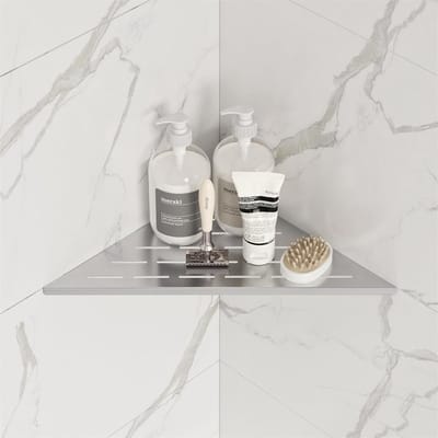 carmdering - Doucherek-Badkamerplank - Planchet - Badkamerrekje - Wandrek - Doucheplank - Shampoo rekje - Organizer - Badkamer plank - douchewagen - badkamerplank - zilver