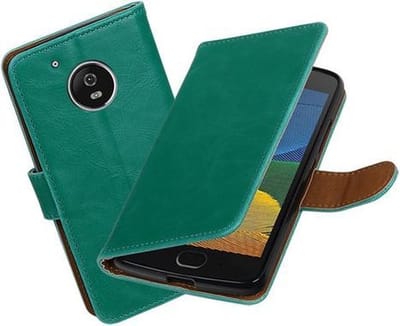 BestCases.nl Groen Pull-Up PU booktype hoesje Motorola Moto G5
