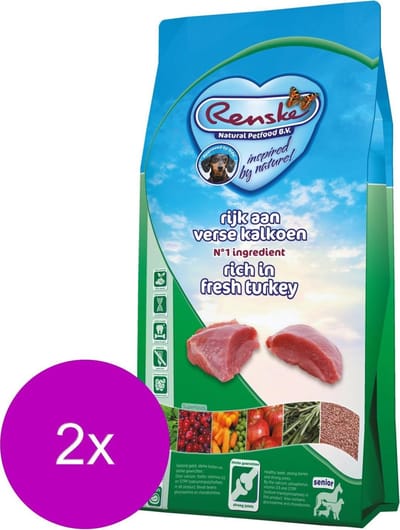 Renske Senior Kalkoen - Hondenvoer - 2 x 2 kg Graanvrij