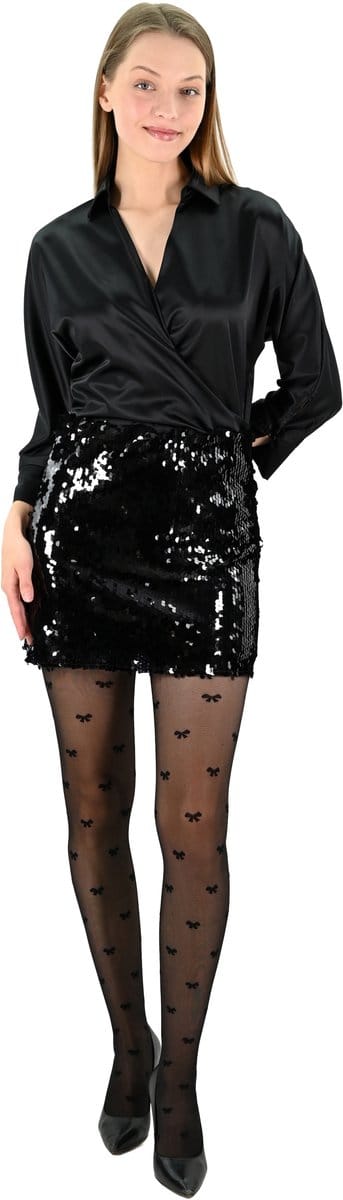 YesMooi - Mini Rok met Pailletten - Zwart - Sequinned mini skirt - XL (42)