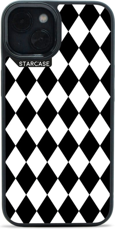 iPhone 13 hoesje - magsafe hoesje / Starcase Diamonds Black & White - Ruiten Zwart Wit / iPhone hoesje met Magsafe - Prestige Case