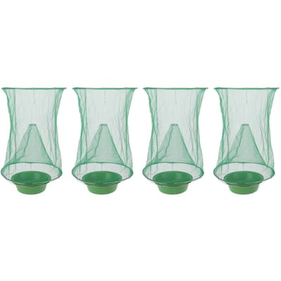 Lot de 4 pièges à mouches d'extérieur réutilisables à suspendre avec plateau à appâts pour jardin, ferme, verger white